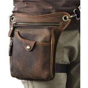 Leather Waist Pack Drop Leg Bag for Men Women Belt Bumbag Multi-Purpose